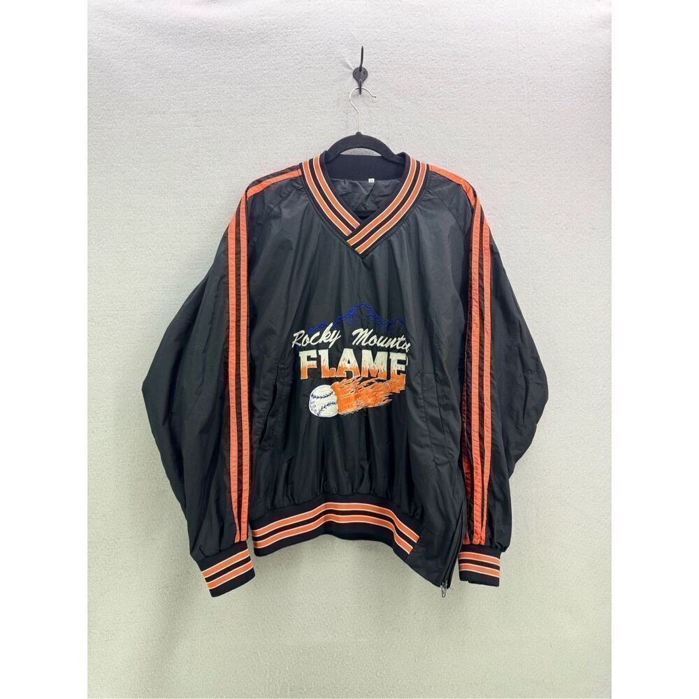 Vintage Rocky Mountain Flame Baseball Windbreaker Sports Jacket Size Medium Stun